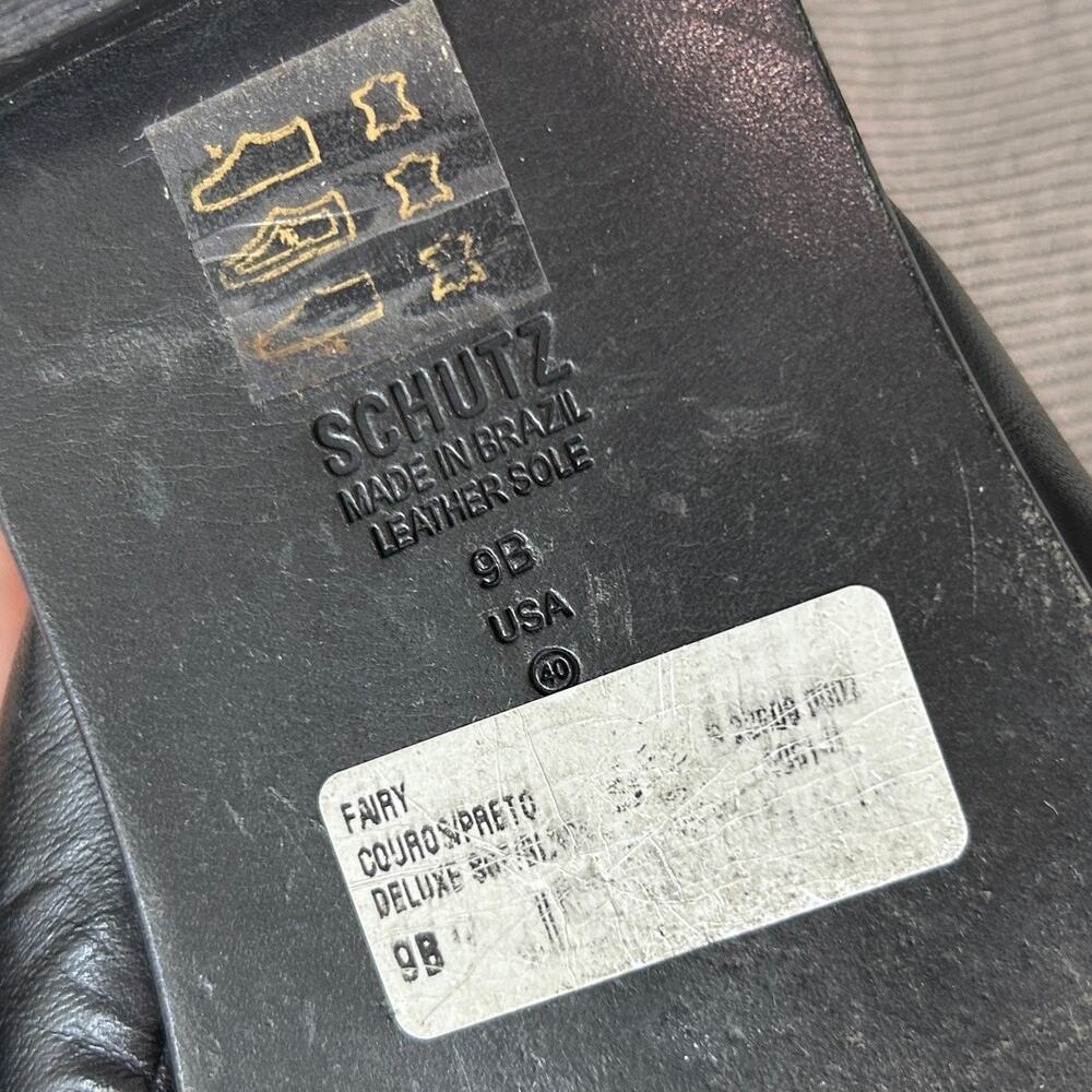 Schutz Black Fairy Slide Sandal 9 Leather Slip On Neutral Minimalist - Picture 5 of 6